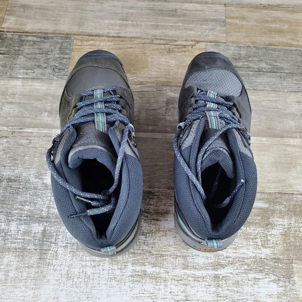 Keen Steens‎ Mid Womens Boots Sz 9 Steel Gray Ocean Wave Waterproof Hiking Boots